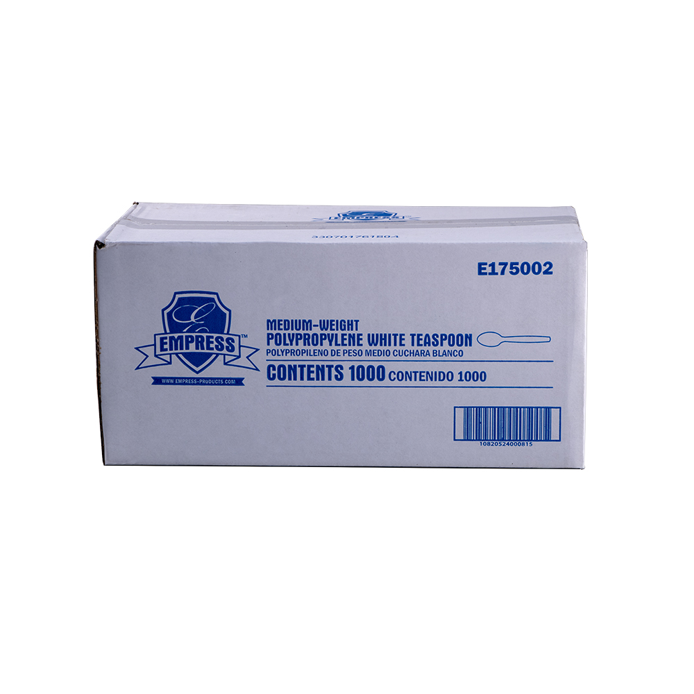 TEASPOON E175002 PLASTIC MED WT POLYPROP WHITE 1000/CASE