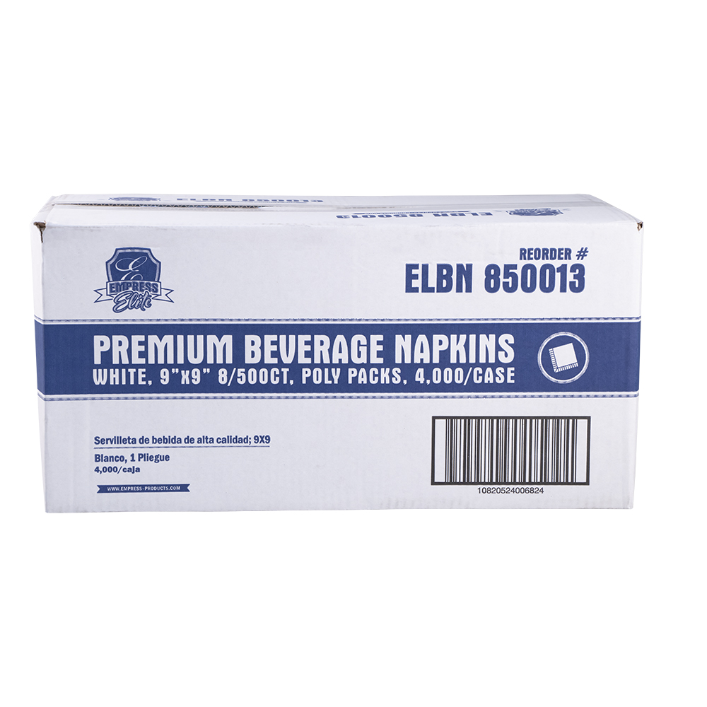 NAPKIN BEVERAGE ELBN 850013 WHITE 9X9