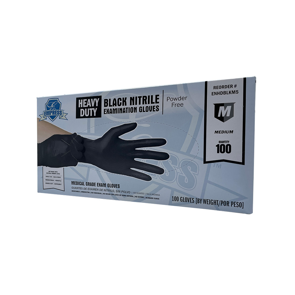 Empress Black Nitrile Exam Gloves,XL, X-Large, Black, Heavy 5 mil